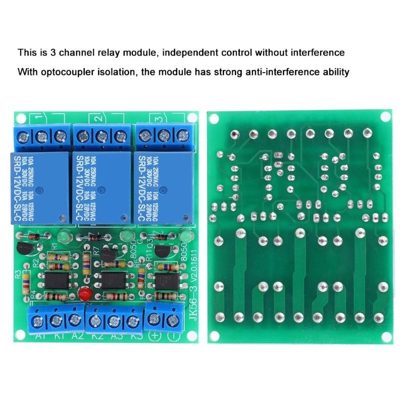Relay Module 3 Channel High Level Trigger With Optocoupler Isolation DC 12V 10A