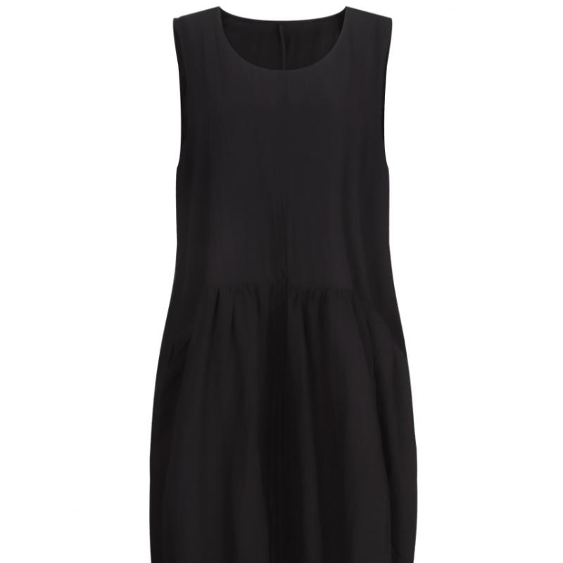 Shop Women Sleeveless Shirring Frill Balloon Loose Fit Pocket Long Dress White