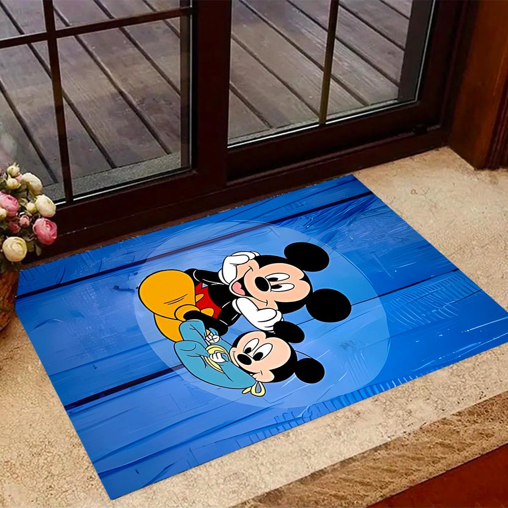 Mickey Mouse In Starry Night Disney Cartoon Theme Anti-Slip Rug - Polyester, Home Decor, Suitable for Bedrooms, Living Rooms, Doorways, and Studios