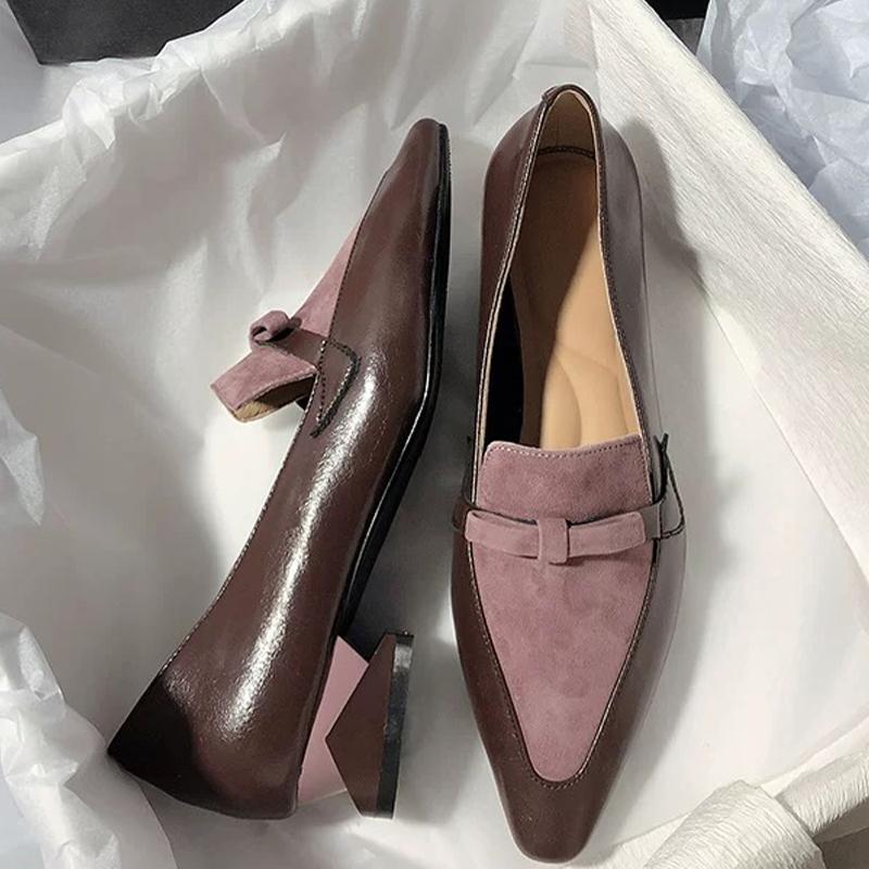 Модные Женские Туфли на Каблуке с Острым Носом Мокасины с Бантом Модные Туфли Осенний Дизайнерские Новые Женские Туфли 2025 Платье Сексуальные Роскошные Zapatos De Mujer