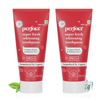 Зубная паста Perfora Super Fresh - 100 г x 2, С охлаждающими кристаллами | Помогает предотвратить неприятный запах изо рта | Зубная паста без SLS для взрослых | Безопасная для эмали Отбелива