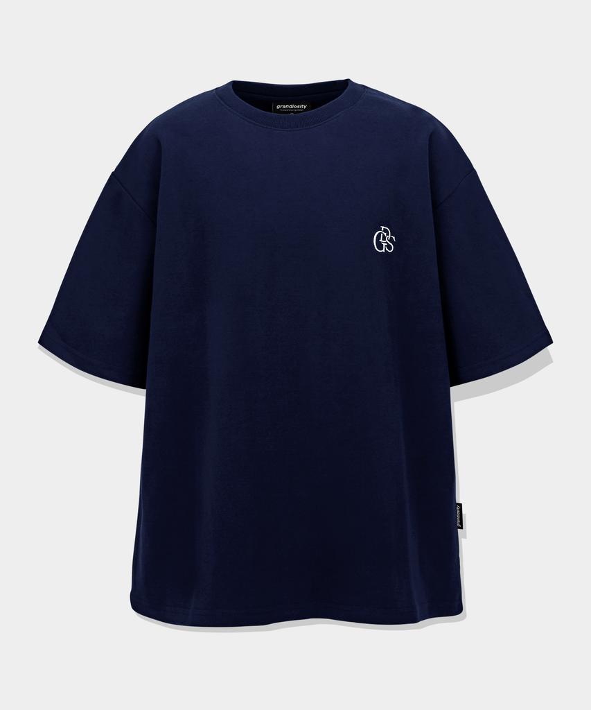 GRANDIOSITY [Gymwear] Symbol Embroidered Plain Double-Sided Oversized Short Sleeve T-Shirt (4 Colors)