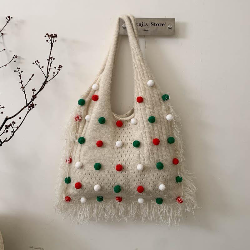 Женская сумка: Стильная и повседневная, сумка на одно плечо с бисером, вязаная сумка большой вместимости