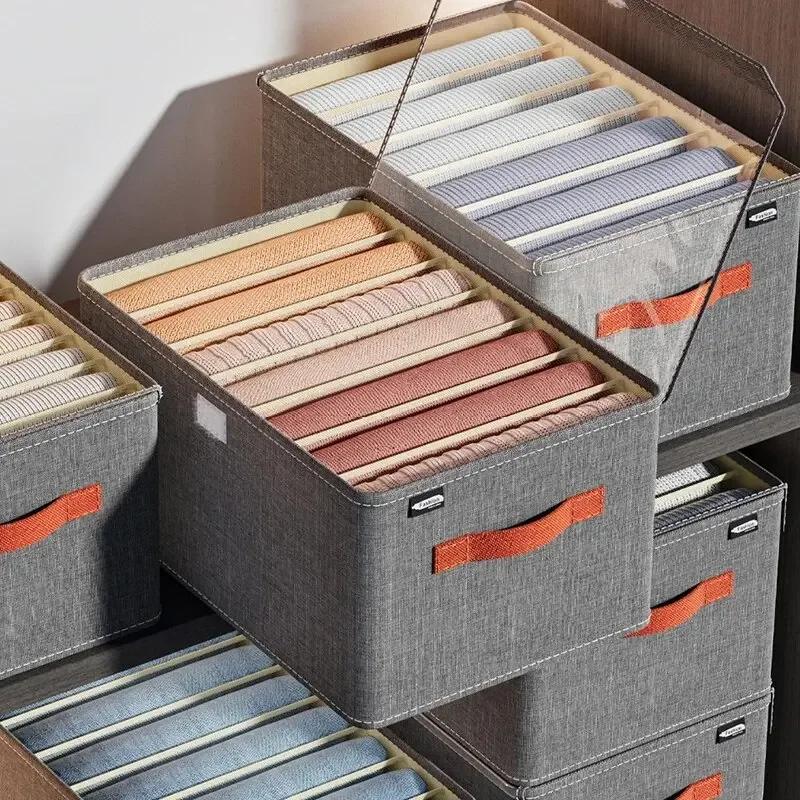 Коробка для хранения одежды с 6/7/9 отделениями и крышками, коробка для классификации и сортировки одежды для дома, общежития