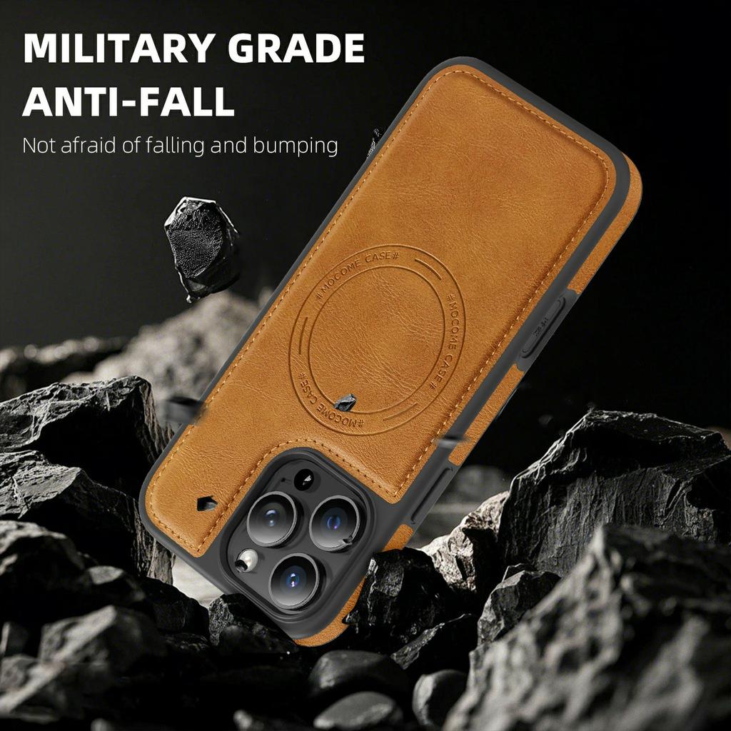 For iPhone 16 Pro Max Case Compatible with MagSafe Leather Back Phone Cover