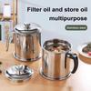 1.4/1.9 L Stainless Steel Bacon Grease Saver Container with Fine Mesh Strainer Non-slip Bottom And Airtight Lid Cooking Oil Keeper Pot for Kitchen