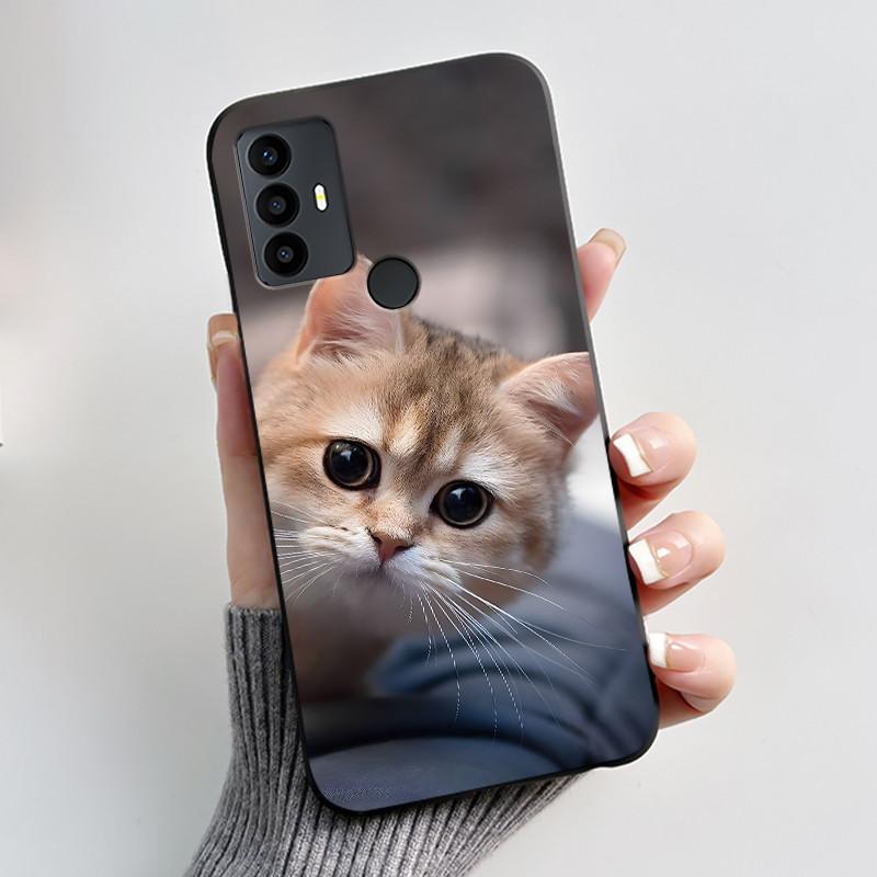 Cute Case For TCL 30 SE Protective Cover For TCL 30E Funda For TCL 306 305 Printing Shell Soft Silicone Cartoon Black Casing