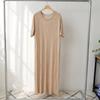 Shop   Women S Round Neck Pleated looSe Fit Cooling Long dreSS Black Ll Wdr 5262