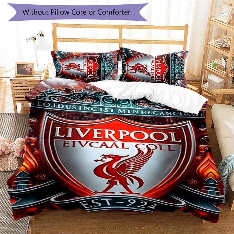 3pcs L-Liverpool (4) Design Cover Set - HD Printed Bedding with 1 Cover and 2 Pillowcases - Perfect for Home and Dorm Decor