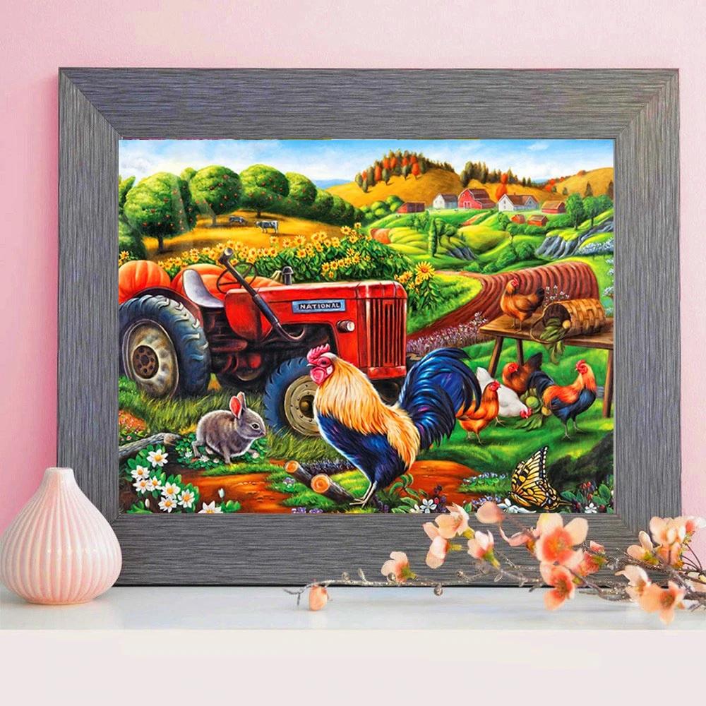 Набор для алмазной живописи Пейзаж Алмазная вышивка Распродажа Животные Курица Фотографии Стразы Мозаика Декорция