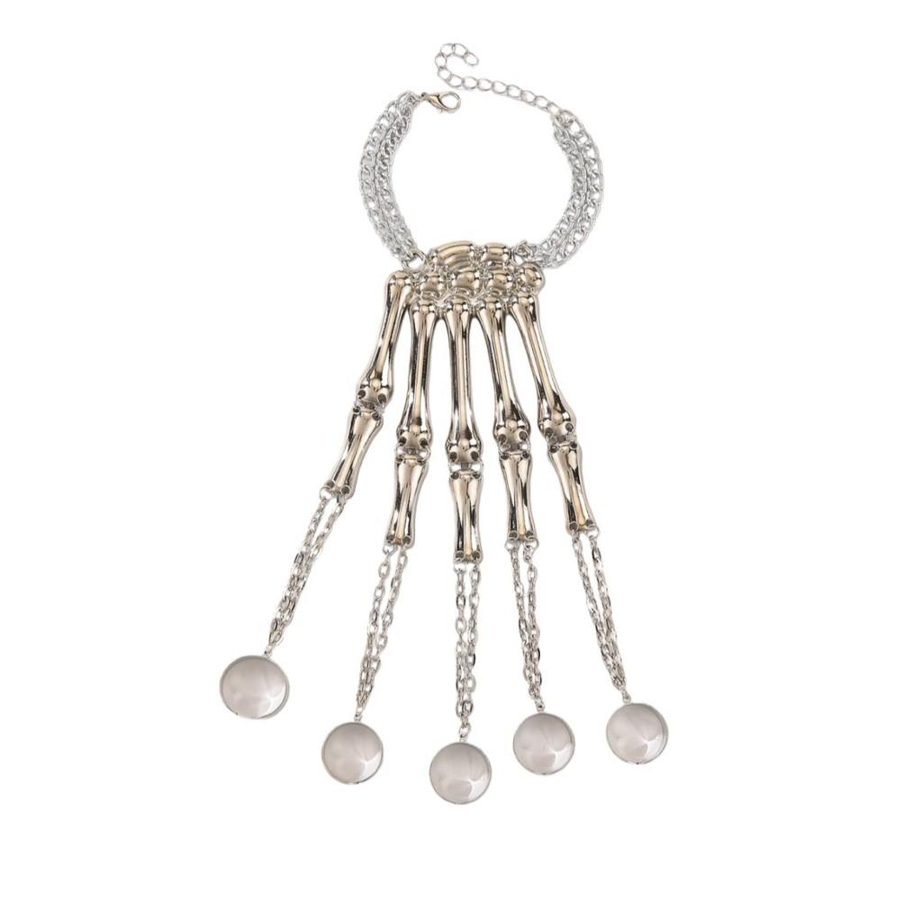 Dark Style Gothic Skeleton Finger Bracelet With Electroplated Alloy For Women Gift