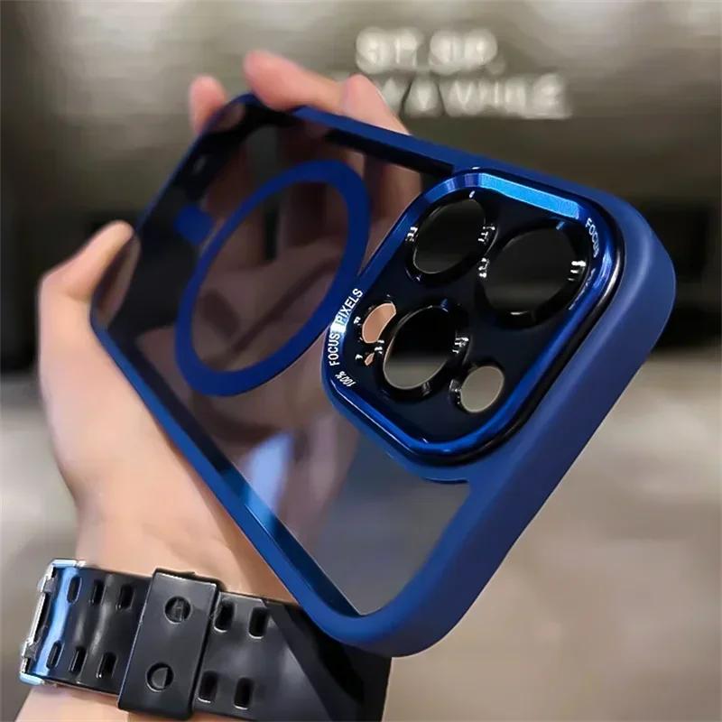 Luxury Magnetic Metal Lens Bumper Protection Case For iPhone 17 16 15 14 13 12 11 Pro Max Plus Wireless Charge Hard Clear Cover