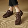 Fashion 2025 Spring New Women Lace-up Low Heel Square Toe Basic Casual Working Comfortable Soft Sheep Suede Leather Shoes Woman Concise