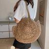 Сумка ручной работы из соломы, круглая плетеная сумка через плечо, модная соломенная сумка-тоут, для путешествий