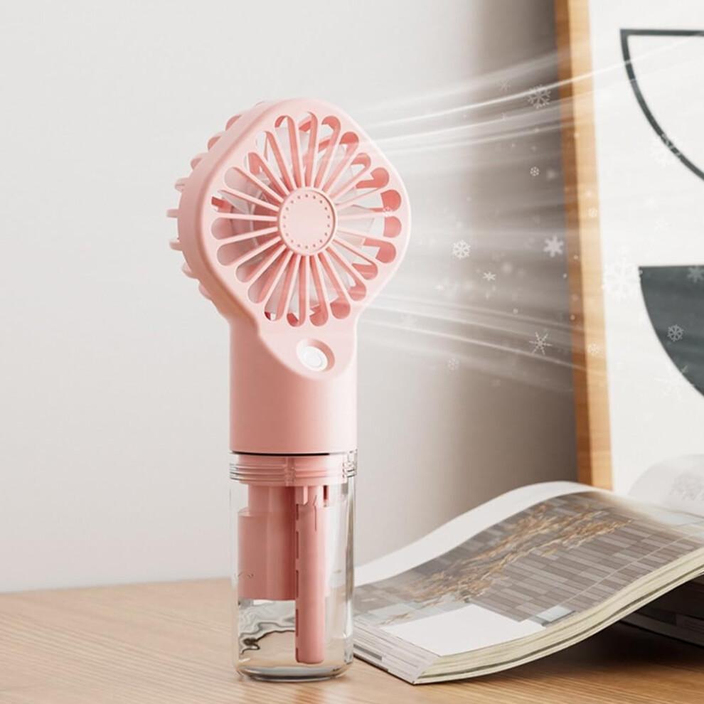 Portable Handheld Fan with Mist Spray Cooling, Rechargeable USB Pocket Size, White, Set of 2
