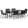 VidaXL 7-piece Garden Dining Set Cushions Braided Resin Steel 3186996