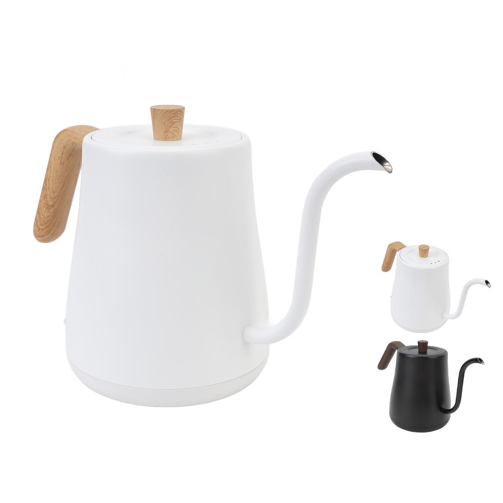 Электрический чайник с изогнутой шеей из нержавеющей стали с автоматическим отключением и эргономичной ручкой, исключающей ожоги.