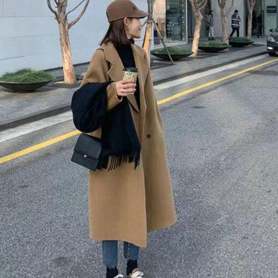 Зимнее пальто с отложным воротником, морозостойкое, средней длины, удобное в носке шерстяное пальто, женская одежда