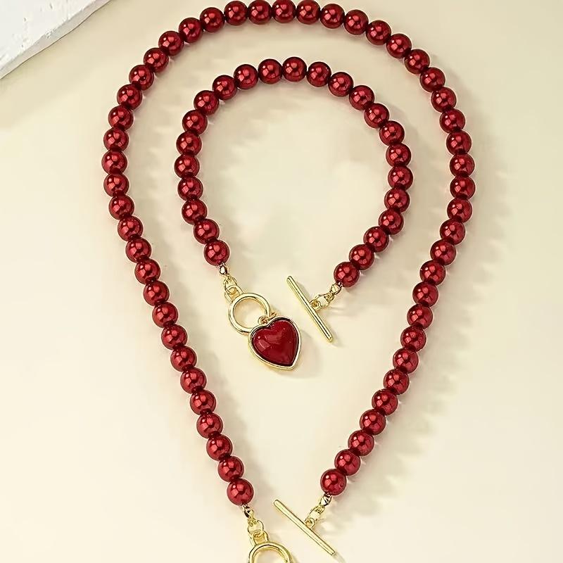 Роскошный набор «Сердце» Акриловый набор «Сердце» Ожерелье Браслет Стильный и Элегантный Шарм