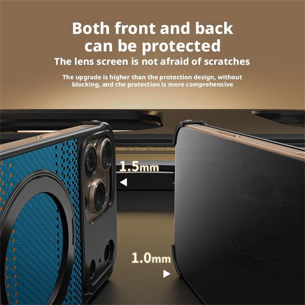 Магнитный чехол для iPhone 14 Pro Max, безрамочный, текстура углеродного волокна, ПУ, металлическая крышка для телефона с подставкой