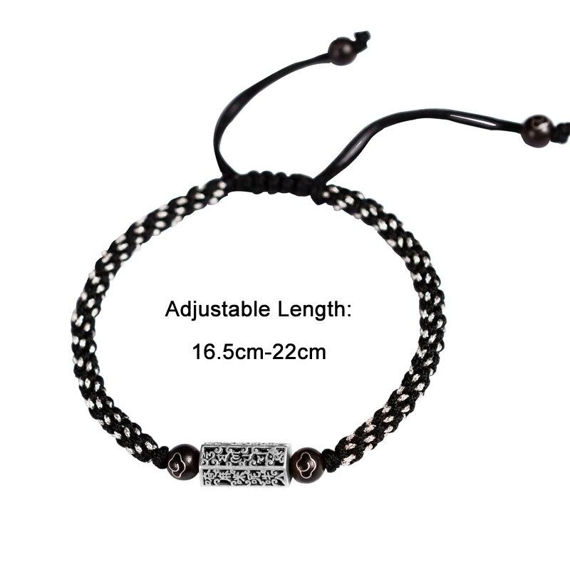 Стерлингового серебра 925 пробы тибетский браслет с шестью словами мантра мужские плетеные вручную браслеты Будды духовные браслеты женский подарок для него LJ-06