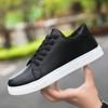 Trendy Lace-up Walking Shoes Spring Anti-slip Comfortable Vulcanized Shoes Classic Men Leather Shoes Thick-soled Casual Sneakers