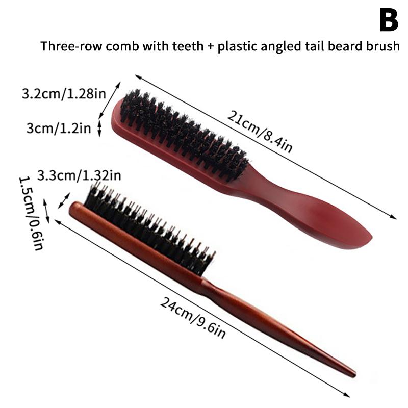 2 шт. Щетка для волос из высококачественной щетины с деревянной ручкой - уменьшает пушистость и статическое электричество - набор щеток для массажа кожи головы для всех типов волос