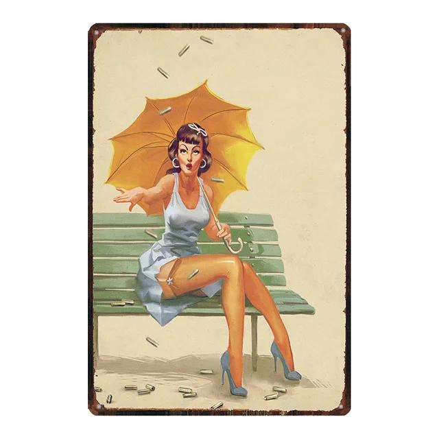 Винтажная русская металлическая табличка пин-ап сексуальная девушка жестяная вывеска паб клуб бар кафе магазин домашний настенный декор металлическая пластина железная живопись
