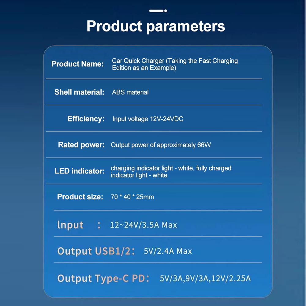 Автомобильное зарядное устройство QC3.0 на 6 портов мощностью 66 Вт, быстрая зарядка с индикатором напряжения для внутреннего оборудования автомобиля