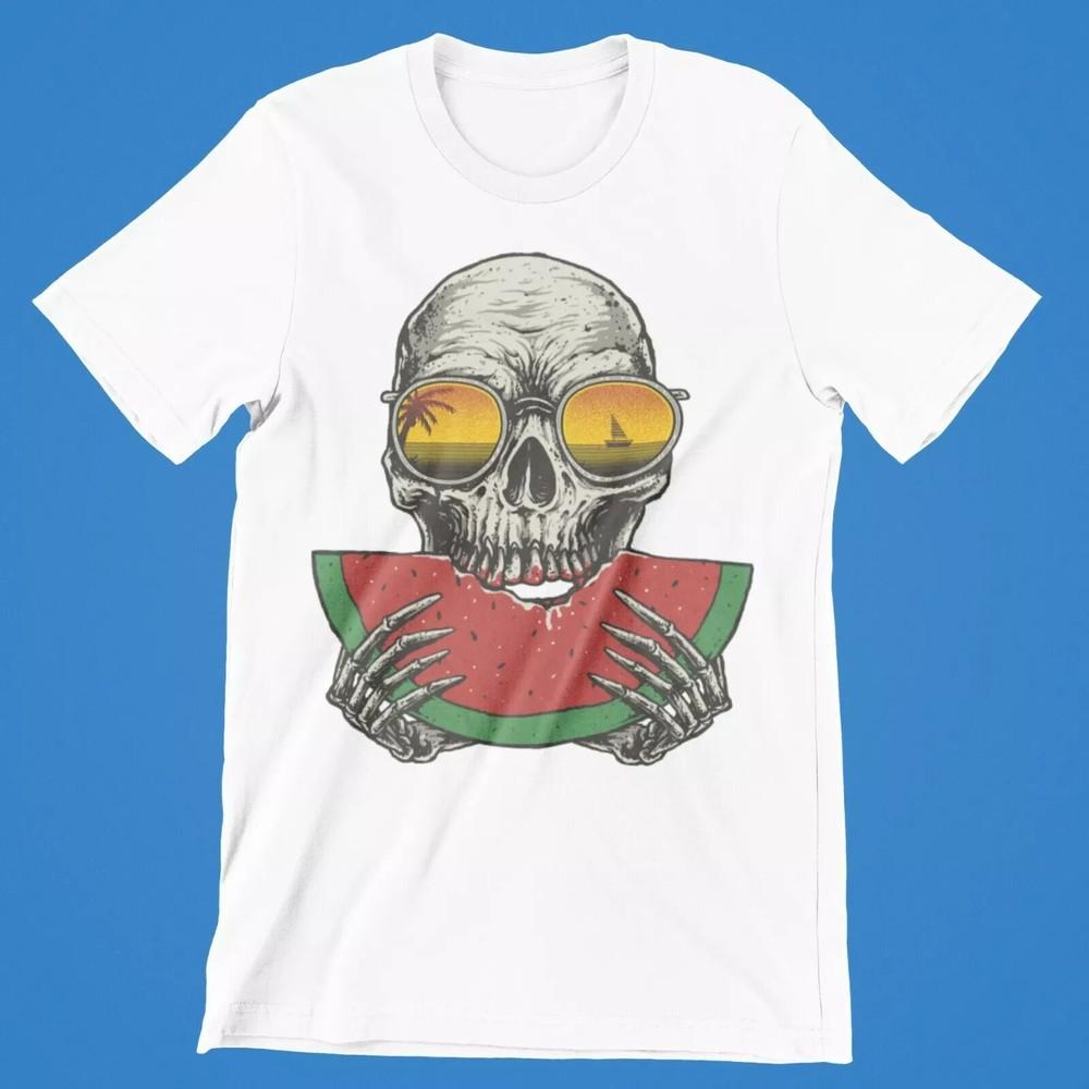 Skull Glasses Melon T-Shirt Retro Cool Gift Tee Chill Cartoon 80s UK Unisex T-Shirt