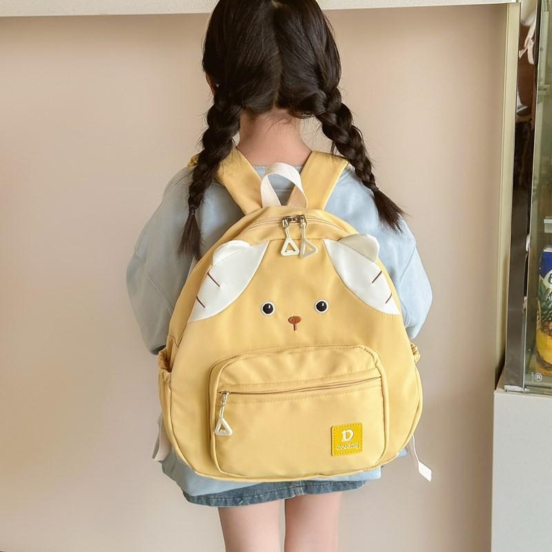 Cute Nylon Cat Themed School Backpack For Children With Breathable Comfort Features