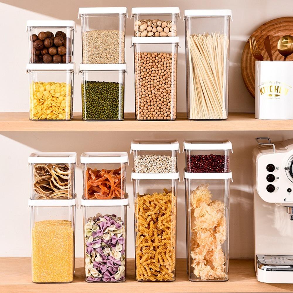 Large Capacity Kitchen Food Storage Canisters Transparent Plastic Miscellaneous Grain Jar Moisture-Proof Multigrain Organizer