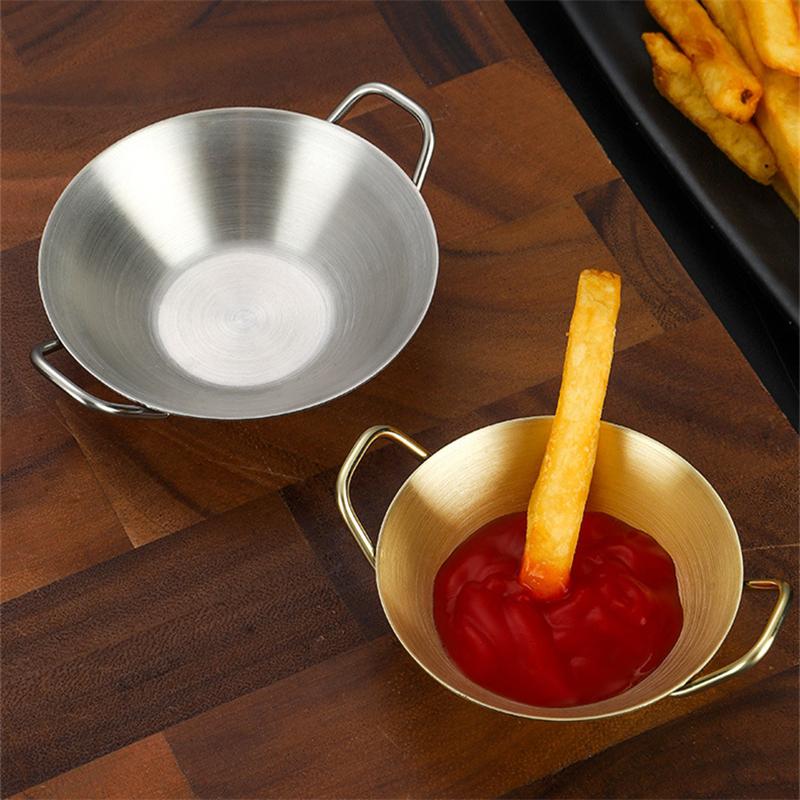 Двойная тарелка для приправ из нержавеющей стали, золотая серебряная тарелка для приправ, миска для макания, блюдо для соуса для суши, для удобства на кухне
