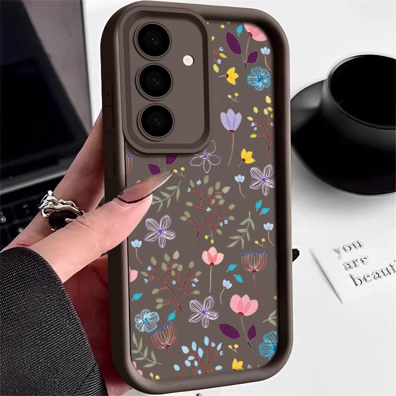 Чехол для Samsung Galaxy S25 Edge S25 S24 S23 Ultra Plus S24 FE A53 A54 A14 A35 A15 A55 A25 A16 A56 A36 5G с цветочным принтом, изготовленный из ТПУ.
