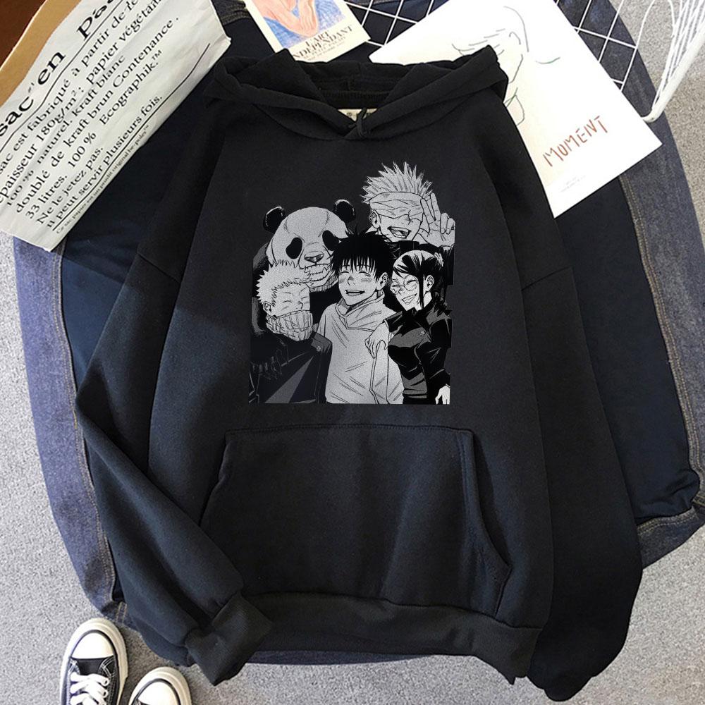 Новые толстовки Harajuku Anime Jujutsu Kaisen Yuta Okkotsu Squad Kawaii Manga Gojo Satoru Panda Harajuku, зимние повседневные мужские толстовки