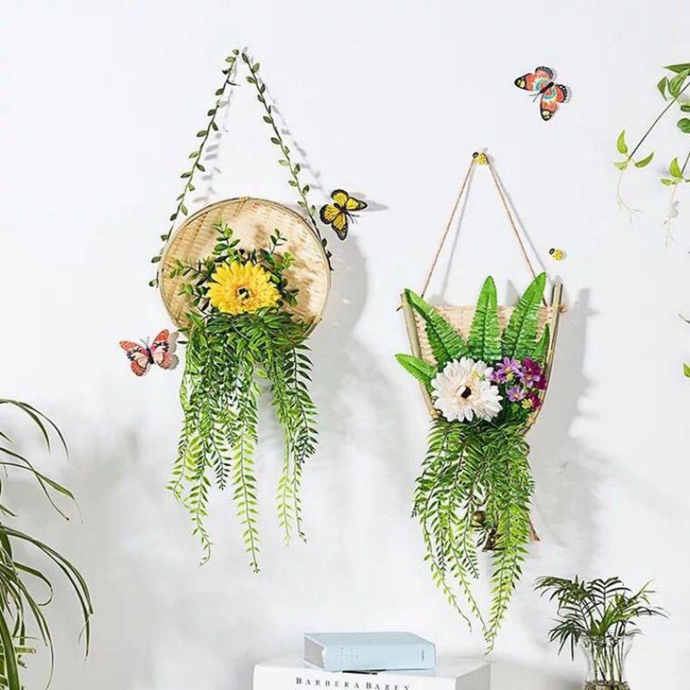 Decorative Handmade DIY Wicker Woven Sieve Bamboo Raft Round Dustpan Bamboo Basket Decor Ornaments