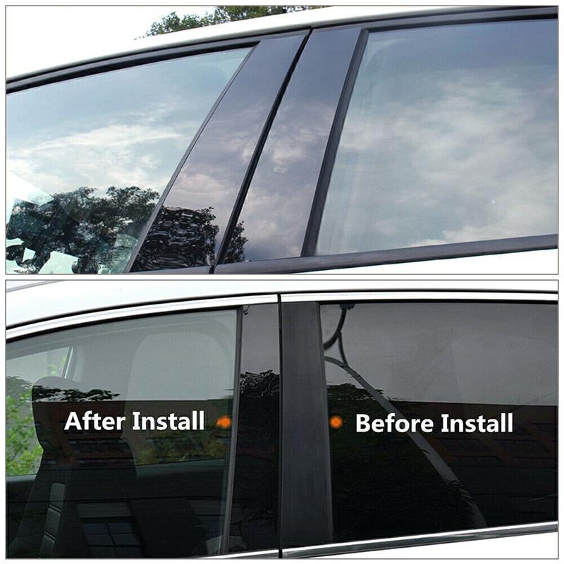 Glossy Black Pillar Posts Window Door Moulding Trim Cover Exterior Accessories Fit Volkswagen Virtus 2018-2023 8pcs/set