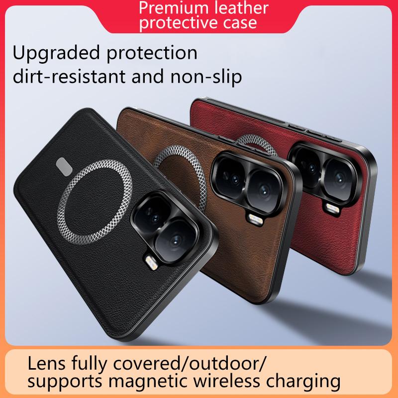 Luxury PU Leather Case For Vivo iQOO Neo10 Pro (China) Magsafe Magnetic Lens Protection Shockproof Cover For iQOO Neo9 Neo8 Neo7