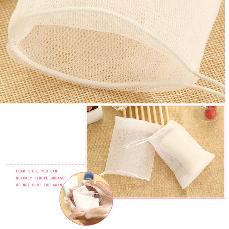 Foaming Net Soap Bag Bathroom Soap Foaming Net Foaming Cleaning Bath Soap Net Drawstring Bag Home Bathroom Exfoliating Supplies