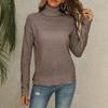 Женская мода повседневная водолазка однотонная с длинным рукавом трикотажный свитер рубашка топы