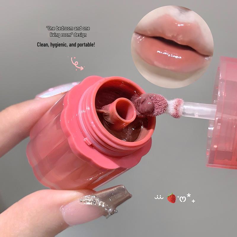 Gege Bear Dual-Tone Lip Gloss: Pure Desire, Glass-Finish, Long-Lasting, Student-Friendly