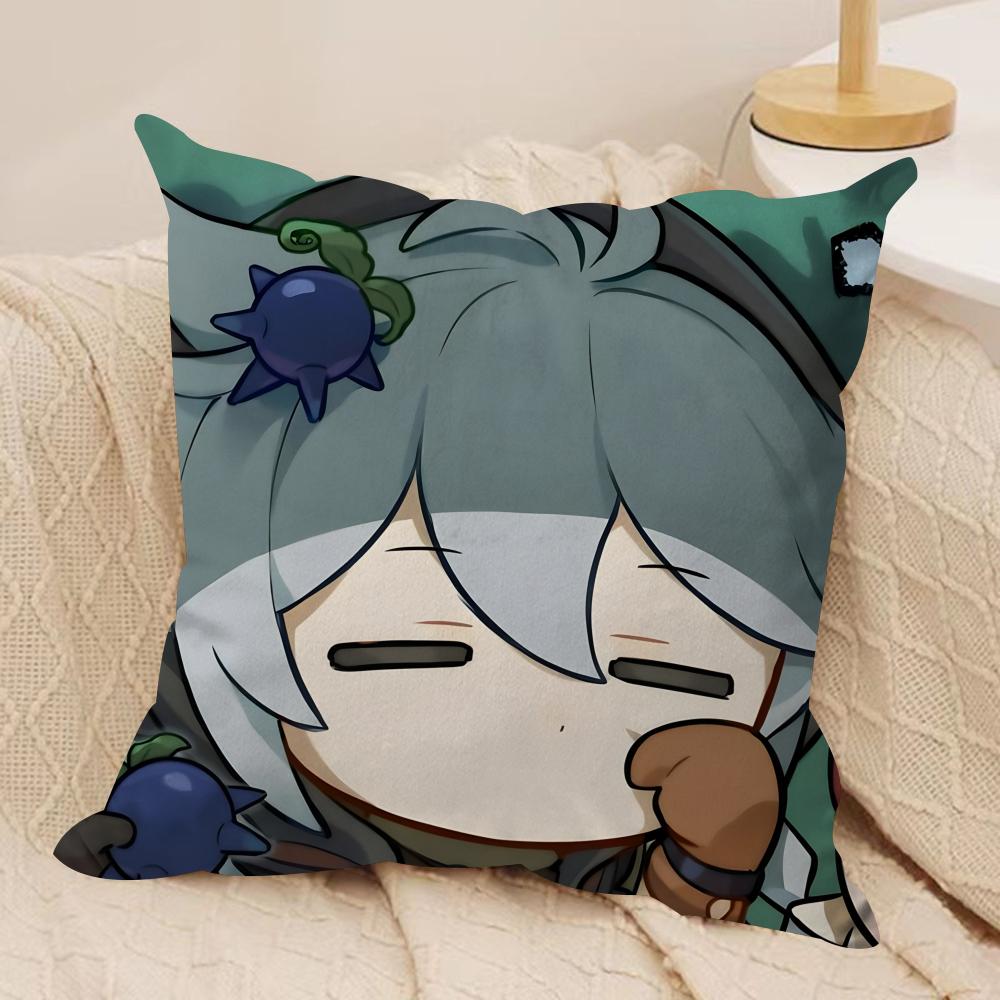 Razor Cute Cute Genshin Impact Cushion Cover Silky Short Plush Invisible Zipper Dustproof Sofa Pillow Case For Home Decor