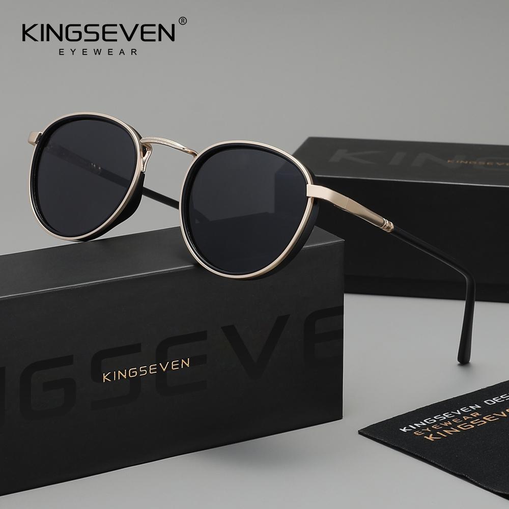 KINGSEVEN Оригинальные Повседневные Круглые Солнцезащитные Очки Мужские Поляризационные UV400 Очки Роскошные Ретро Мода Женские Очки для Вождения Рыбалки