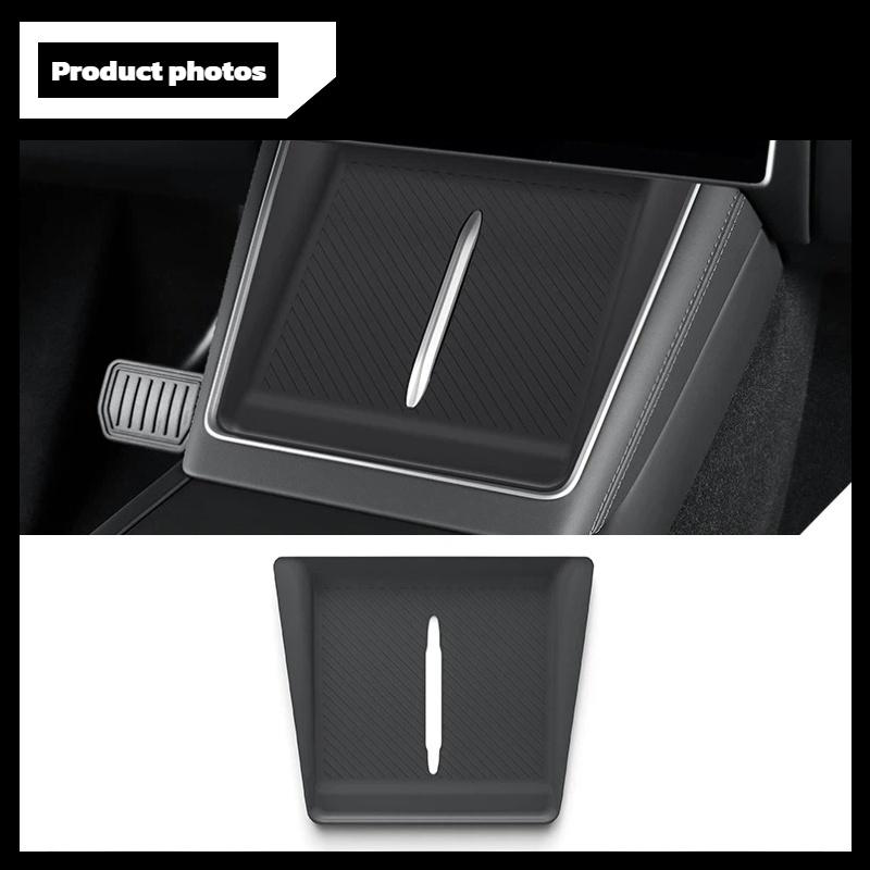 For Tesla Model YL Wireless Charger Silicone Mat Anti-Slip Phone Dustproof Pad Center Console Protector Car Interior Accessories