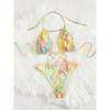Sexy Hollow Out Backless One Piece Swimsuit 2026 Women Yellow Tie Dye Gradient Metal Circle Bathing Suit Beach Holiday Swimwear