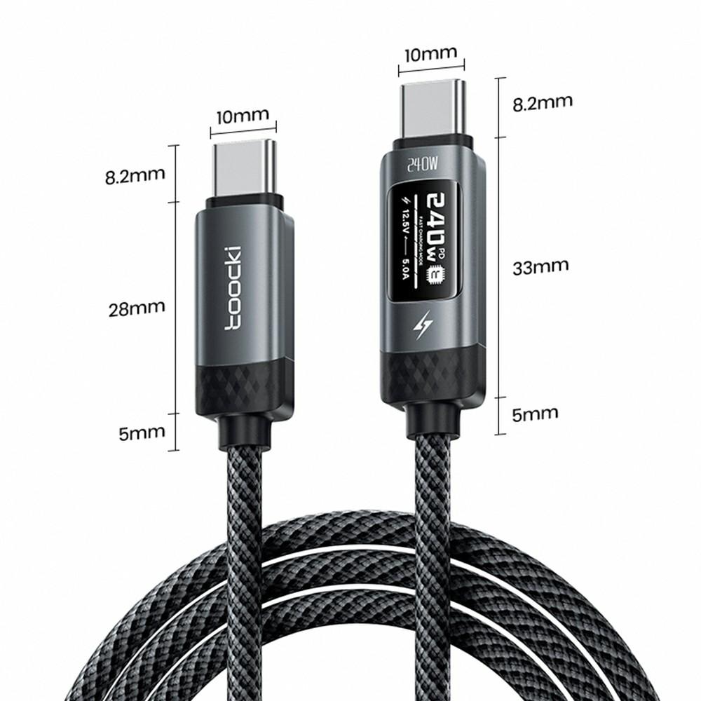 TOOCKI TX111C4 240 В OLED-дисплей USB-C кабель 1 м Быстрая зарядка Кабель для передачи данных 480 Мбит/с для ноутбуков/планшетов/телефонов