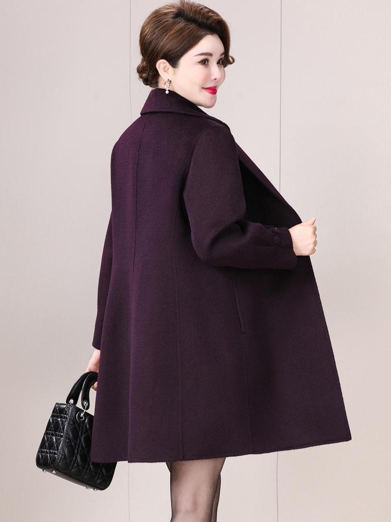 Элегантное кашемировое пальто средней длины двустороннее для зрелых женщин - Стильная шерстяная одежда для осени/зимы