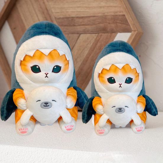 Милая плюшевая игрушка-акула-кошка для украшения дома, декоративный компаньон, успокаивающая детскую кошку-акулу 2 дюйма