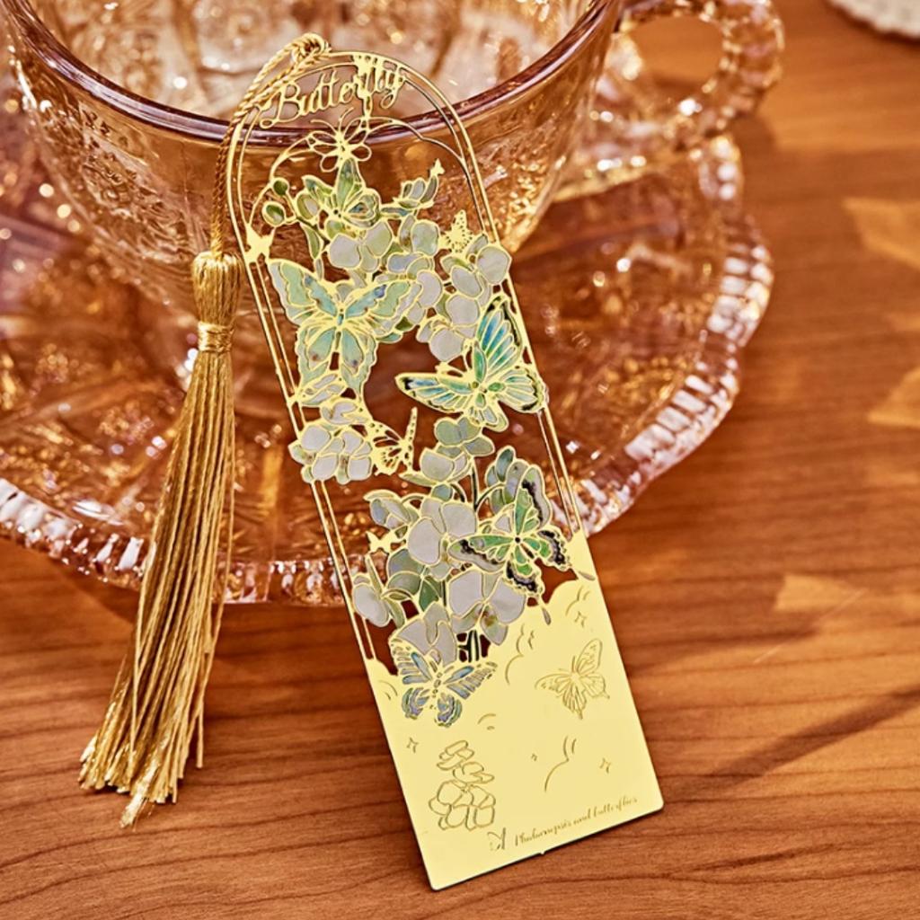 New Butterfly Oil Painting Metal Bookmarks Hollow Out Classical Cultural Creative Memorial Gifts Graduation Rewards for Students