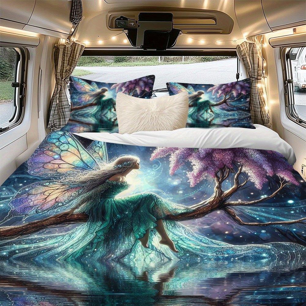 Alice Fairy 3pcs quilt set 1*quilt cover+2*pillowcase Printed Duvet Cover And Pillowcase Three-Piece Set Bedding for Bedroom